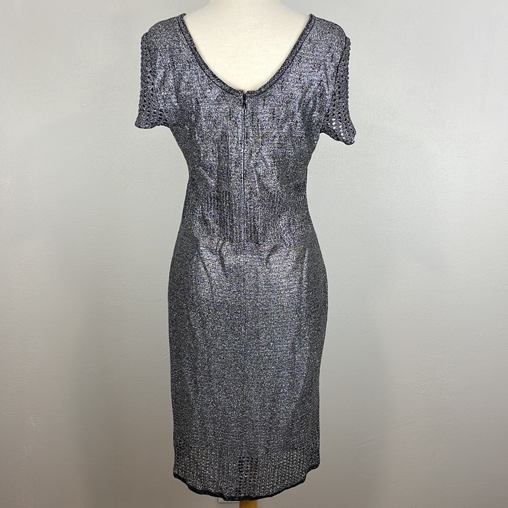 St John Collection Metallic Plaited Mixed Knit Dress - Picture 7 of 13